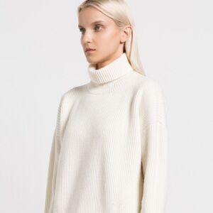 Women’s Line & Dot Ribbed turtleneck sweater